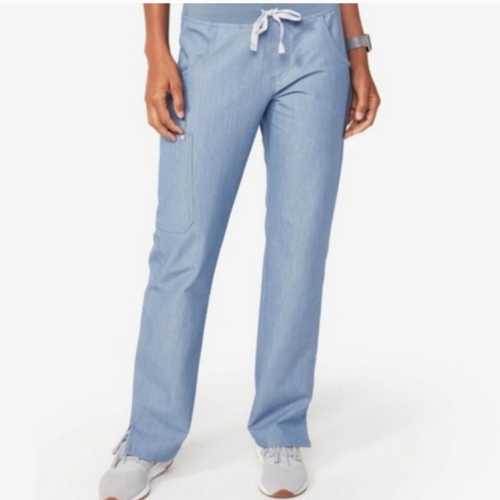 Figs Light Blue Straight-Leg Scrub Pants
